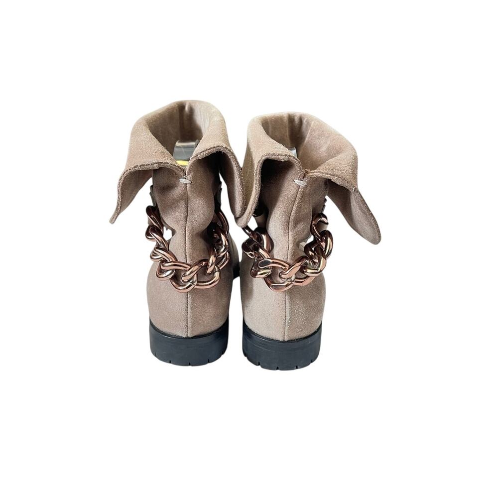 Marc Jacobs Tan Suede Chunky Chain Lug Sole Boots 37.5